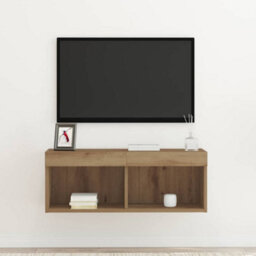 Berkfield Tv Wall Cabinet With Led Lights Artisan Oak 80X30X30 Cm - thumbnail 5