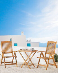 Beliani Set Of 2 Garden Chairs Java Acacia Wood Light Brown - thumbnail 2