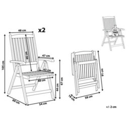 Beliani Set Of 2 Garden Chairs Java Acacia Wood Light Brown - thumbnail 3