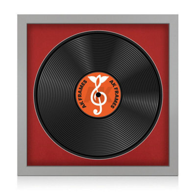 "16X16"" Light Grey Modern Vinyl Record Frame With Crimson Mount For 12 Inch Lp Disc - Ak Frames" - image 1