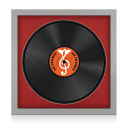 "16X16"" Light Grey Modern Vinyl Record Frame With Crimson Mount For 12 Inch Lp Disc - Ak Frames" - thumbnail 1