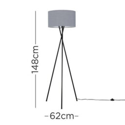 Valuelights Camden Black Tripod Floor Lamp With Charcoal Drum Shade - thumbnail 6