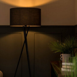 Valuelights Camden Black Tripod Floor Lamp With Charcoal Drum Shade - thumbnail 2