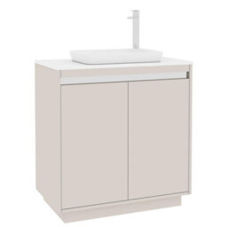 Royal Bathrooms Orion 800mm Warm Taupe Floor Standing Plain White Countertop Vanity Unit 2 Door With Qubix Basin & Chrome Accent Trim - thumbnail 6