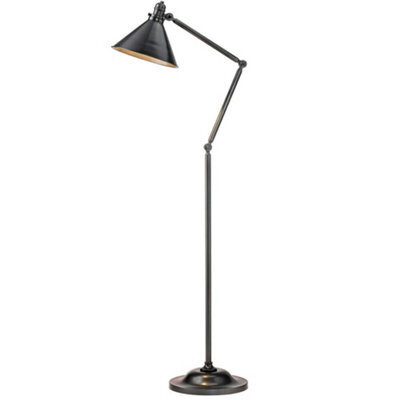 Elegant Old Bronze Led Floor Lamp With Moveable Jointed Stem And Cone Shade - image 1