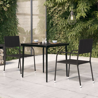 Berkfield Garden Dining Table Black 80X80X74 Cm Steel And Glass - image 1