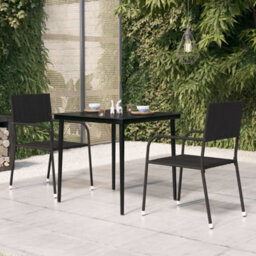 Berkfield Garden Dining Table Black 80X80X74 Cm Steel And Glass