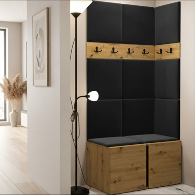 Anteroom Set Orion I Artisan Oak Shoe Cabinet Hangers Black Panels - image 1