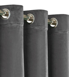 Ameha Grey Velvet Crushed Curtains Blackout Thermal Insulated Ring Top Ready Made Door Curtain Single Panel 66'' X 84'' - thumbnail 4