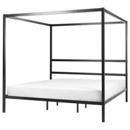 Beliani Four Poster Bed Metal Lestards 180 X 200 Cm (Eu Super King) Black - thumbnail 1