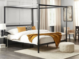 Beliani Four Poster Bed Metal Lestards 180 X 200 Cm (Eu Super King) Black - thumbnail 2