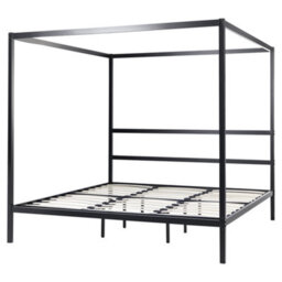 Beliani Four Poster Bed Metal Lestards 180 X 200 Cm (Eu Super King) Black - thumbnail 6