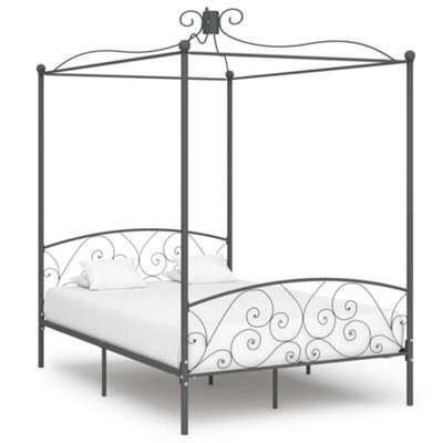 Berkfield Canopy Bed Frame Grey Metal 120X200 Cm - image 1