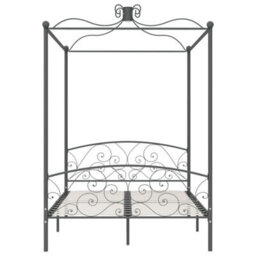 Berkfield Canopy Bed Frame Grey Metal 120X200 Cm - thumbnail 3