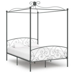 Berkfield Canopy Bed Frame Grey Metal 120X200 Cm - thumbnail 1