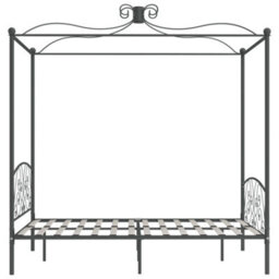 Berkfield Canopy Bed Frame Grey Metal 120X200 Cm - thumbnail 4
