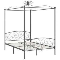 Berkfield Canopy Bed Frame Grey Metal 120X200 Cm - thumbnail 2