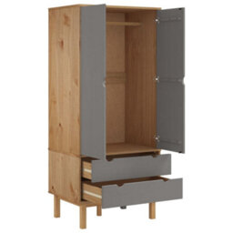 Vidaxl Wardrobe Otta Brown And Grey 76.5X53X172 Cm Solid Wood Pine Wardrobes - thumbnail 4