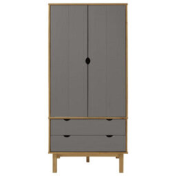 Vidaxl Wardrobe Otta Brown And Grey 76.5X53X172 Cm Solid Wood Pine Wardrobes - thumbnail 3