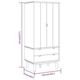 Vidaxl Wardrobe Otta Brown And Grey 76.5X53X172 Cm Solid Wood Pine Wardrobes - thumbnail 6