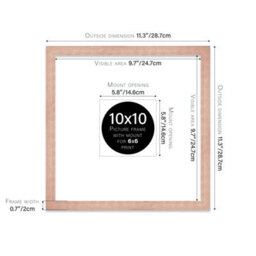 "10X10"" Bronze Picture Frame - 10X10"" Square Frame With 6X6"" Mount For 10X10""/6X6"" Pictures Art Deco Style Room Decor, 1 Pack" - thumbnail 2