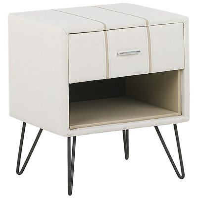 Beliani 1 Drawer Bedside Table Betin Faux Leather White - image 1