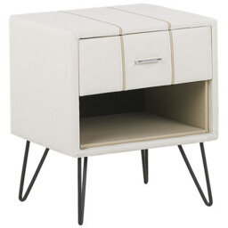 Beliani 1 Drawer Bedside Table Betin Faux Leather White - thumbnail 1