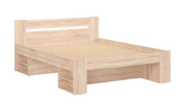 Impact Furniture King Size Bed Frame Shelves Storage Headboard Sonoma Oak 160Cm Euro Slats Nepo - thumbnail 3