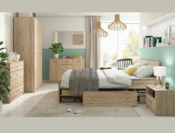 Impact Furniture King Size Bed Frame Shelves Storage Headboard Sonoma Oak 160Cm Euro Slats Nepo - thumbnail 7
