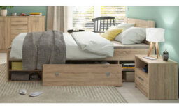 Impact Furniture King Size Bed Frame Shelves Storage Headboard Sonoma Oak 160Cm Euro Slats Nepo - thumbnail 6