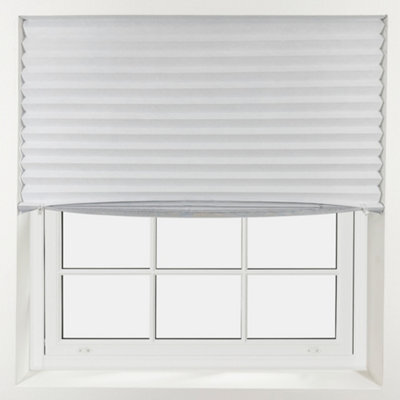 Furnished Stick On Blackout Blinds - No Drill Pleated Shades, Removable Blockout Shutters, White (W)130Cm X (L)150Cm - image 1