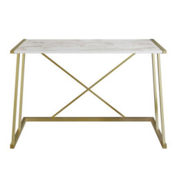 Decorotika Anemon Computer Desk White Marble Effect And Gold - thumbnail 4