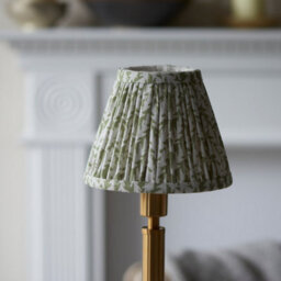 Luminosa Lighting Luminosa Upton Rechargeable Brushed Aged Brass Plate Table Lamp With Herb Garden Green Fabric Leaf Shade 16Cm Integrated Led - thumbnail 4