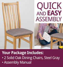Hallowood Furniture Waverly Solid Oak Dining Chair In Pair - Steel Grey - thumbnail 7