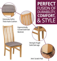 Hallowood Furniture Waverly Solid Oak Dining Chair In Pair - Steel Grey - thumbnail 2