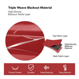 Deconovo Blackout Eyelet Silver Wave Line Foil Printed Curtains, Thermal Insulated Curtains, W46 X L54 Inch, Red, 2 Panels - thumbnail 4