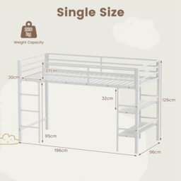 Gainoom Single Size Metal Loft Bed Heavy Duty Metal Bed Frame Safety Guardrails Ladder - thumbnail 2