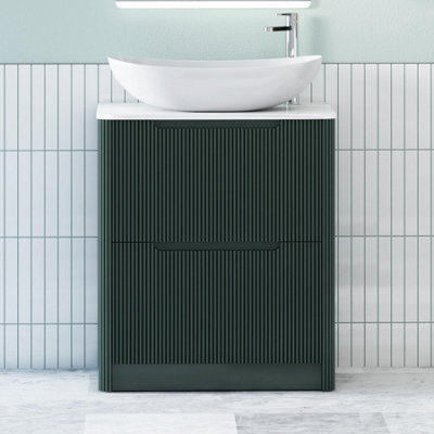 Royal Bathrooms Avenza 800mm Deep Moss Green Floor Standing Countertop Bathroom Vanity Unit 2 Drawer With Cesar Basin - image 1