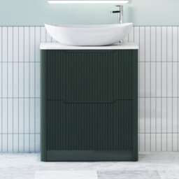 Royal Bathrooms Avenza 800mm Deep Moss Green Floor Standing Countertop Bathroom Vanity Unit 2 Drawer With Cesar Basin - thumbnail 1