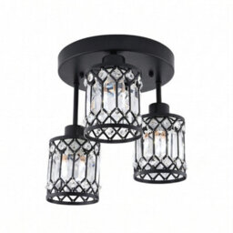 Living And Home 3-Light Black Crystal Ceiling Light Fixture,crystal Glass Shade - thumbnail 8