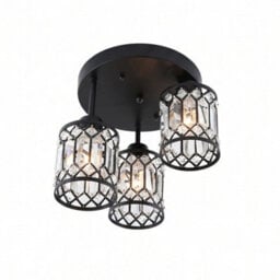 Living And Home 3-Light Black Crystal Ceiling Light Fixture,crystal Glass Shade - thumbnail 7
