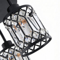 Living And Home 3-Light Black Crystal Ceiling Light Fixture,crystal Glass Shade - thumbnail 6