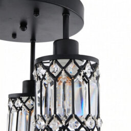 Living And Home 3-Light Black Crystal Ceiling Light Fixture,crystal Glass Shade - thumbnail 5