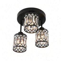 Living And Home 3-Light Black Crystal Ceiling Light Fixture,crystal Glass Shade - thumbnail 4