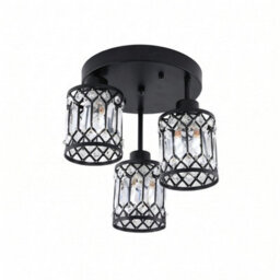 Living And Home 3-Light Black Crystal Ceiling Light Fixture,crystal Glass Shade - thumbnail 3