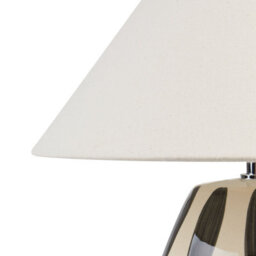Beliani Luma Home Table Lamp Beige And Black Ceramic 41 Cm With White Cone Shade - thumbnail 4