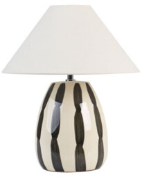 Beliani Luma Home Table Lamp Beige And Black Ceramic 41 Cm With White Cone Shade - thumbnail 2