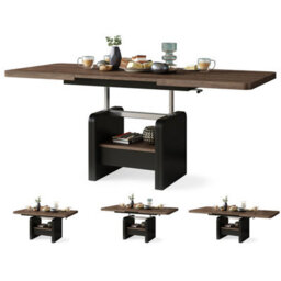 Heze Furniture Lotta 2 In 1 Extending Coffee / Dining Table 120-180Cm - Brown Oak / Black - thumbnail 9