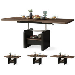 Heze Furniture Lotta 2 In 1 Extending Coffee / Dining Table 120-180Cm - Brown Oak / Black - thumbnail 2