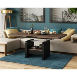 Heze Furniture Lotta 2 In 1 Extending Coffee / Dining Table 120-180Cm - Brown Oak / Black - thumbnail 7